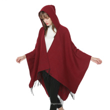 Damen Wrap Pashmina Poncho Cape Wollähnlicher Schal Lange Strickjacke Boho Decke Pullover Mit Quasten